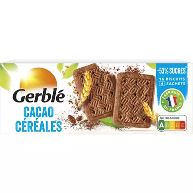 Biscuits cacao céréales GERBLE - 4x4, 160g