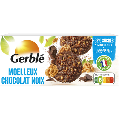 Biscuits moelleux chocolat noix GERBLE - x 6, 138g