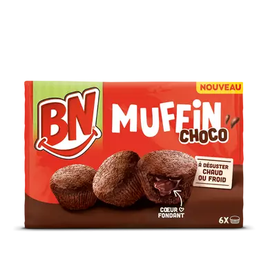 BN muffin chocolat coeur fondant au chocolat noir x6, 162g