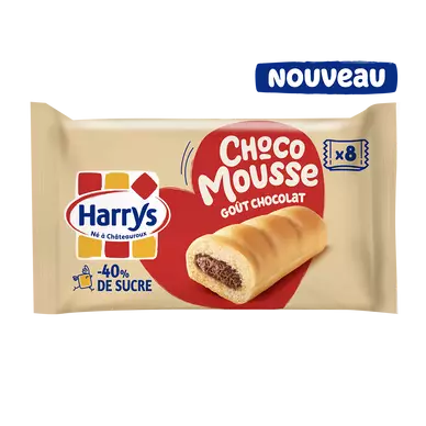 Gâteaux moelleux fourrés chocolat Choco Mousse moins de sucres HARRYS- X8 280G