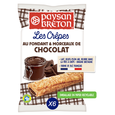 Crêpes fourrées au fondant et morceaux de chocolat PAYSAN BRETON - x6Le paquet de 180g