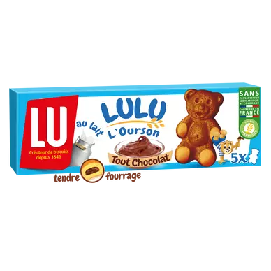 Gâteaux fourrés au chocolat tout chocolat L'Ourson LuLu LU - Boîte de150g