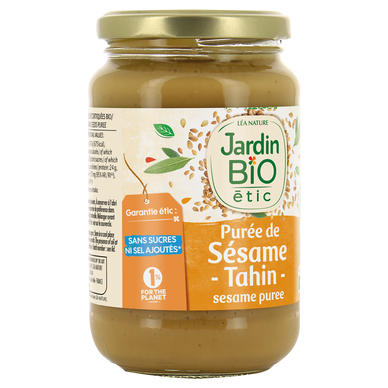 Tahin blanc purée de graines de sésame grillées bio JARDIN BIO 350g