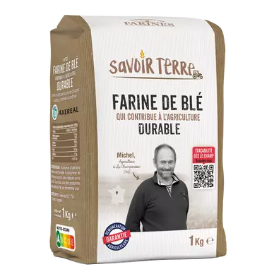 Farine de blé t55 SAVOIR TERRE, sachet de 1kg