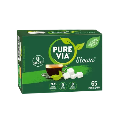 Edulcorant à la stévia PURE VIA, boîte de 65 morceaux soit 130g