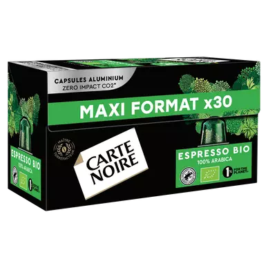 Café capsules Bio CARTE NOIRE EXPRESSO BIO - compatible Nespresso - x30