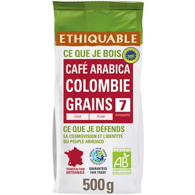 Café en grains Bio ETHIQUABLE ARABICA COLOMBIE N°7 - Colombie - 500g