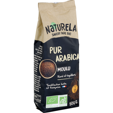Café moulu bio pur Arabica intensité 7, paquet de 500g