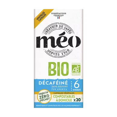 Café capsules Bio MEO Décaféiné N°6 - compatible Nespresso - x20, Café capsules Bio MEO Lungo N°5 - compatible Nespresso - x20