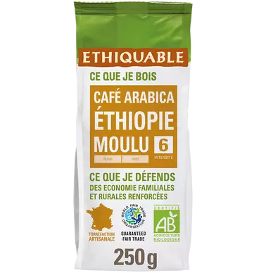Café moulu Bio ETHIQUABLE MOKA WOLAYTA N°6 - Ethiopie - 250g