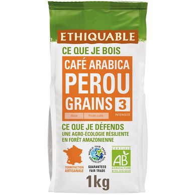 Café en grains Bio ETHIQUABLE ARABICA PEROU N°3 - Pérou - 1kg