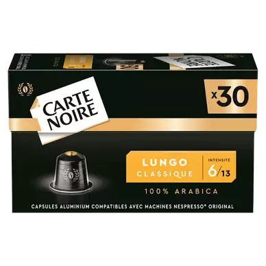 Café capsules Carte Noire Lungo Classique N°6 - compatible Nespresso- x30