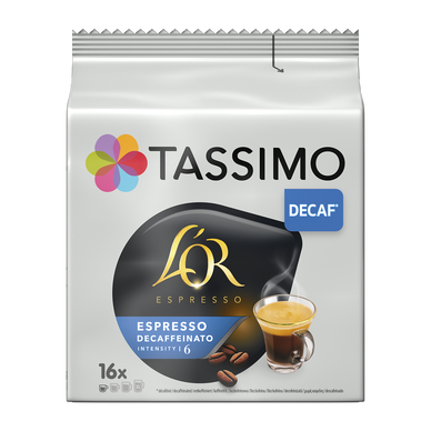 Café dosettes TASSIMO L'OR Espresso Décaféiné - Compatible TASSIMO - x16 105.6G