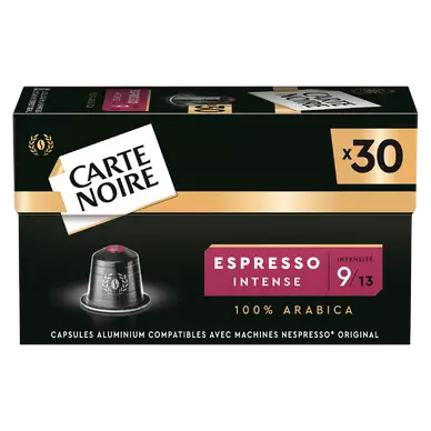 Café capsules CARTE NOIRE Espresso intense N°9 - compatible Nespresso- x30