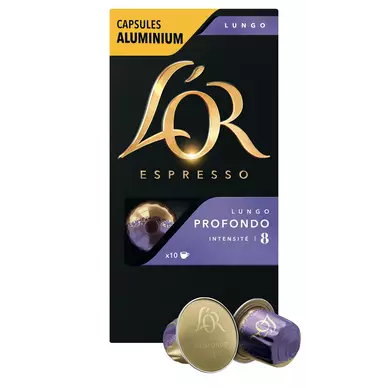 Café capsules L'OR ESPRESSO Lungo Profondo N°8 - Compatible NESPRESSO- x10