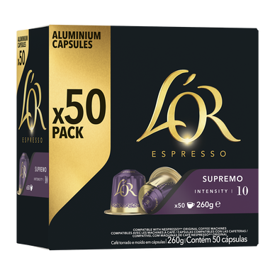 Café capsules L'OR ESPRESSO Supremo N°10 - Compatible NESPRESSO - x50