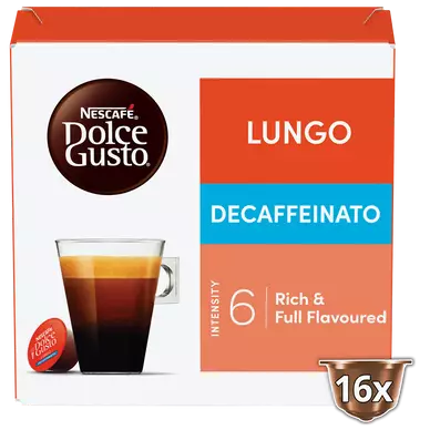 Café capsules NESCAFE LUNGO DECAFFEINATO N°6 - Brésil - compatible DOLCE GUSTO - x16