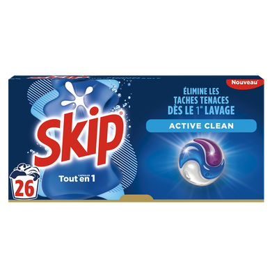 SKIP - Lessive en Capsules - 3 en 1 - 26 lavages - 548 g