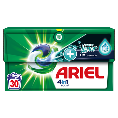 ARIEL - Lessive en Capsules - 4 in 1 - Touch OfLenor - 30 lavages - 645 g