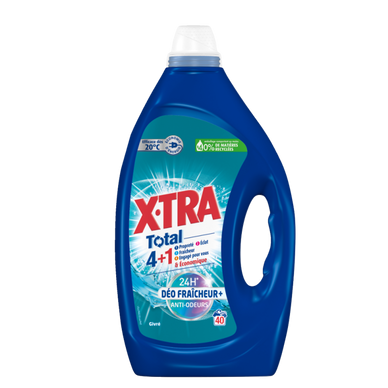 X-TRA - Lessive liquide - 4+1 - Givré - 40 lavages - 1.856 l