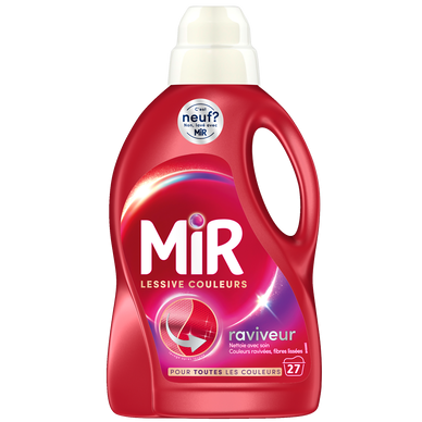 MIR - Lessive liquide - Lavage à la main,Soin couleurs & noir - 3 en 1- 27 lavages - 1.35 l