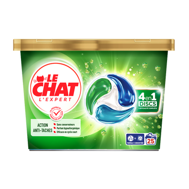LE CHAT - Lessive en Capsules - Hypoallergénique - 4 en 1 - 25 lavages- 412 g