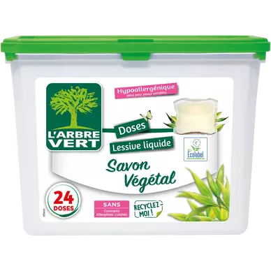 Lessive savon végétal hypoallergénique L'ARBRE VERT x24 doses