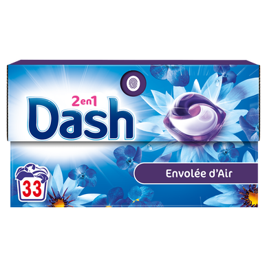 DASH - Lessive en Capsules - 2 en 1 - Envolee d'Air - 33 lavages - 663g