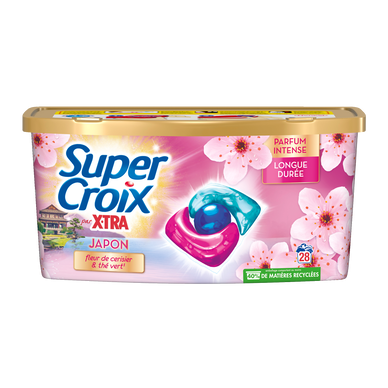 SUPER CROIX - Lessive en Capsules - Fleur de cerisier - 28 lavages - 336 g