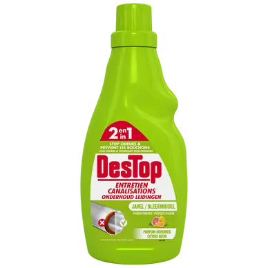Gel d'entretien pour canalisations avec javel 2 en 1 DESTOP, 750ml