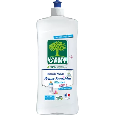 Liquide vaisselle mains biberons peaux sensibles ARBRE VERT flacon 750ml