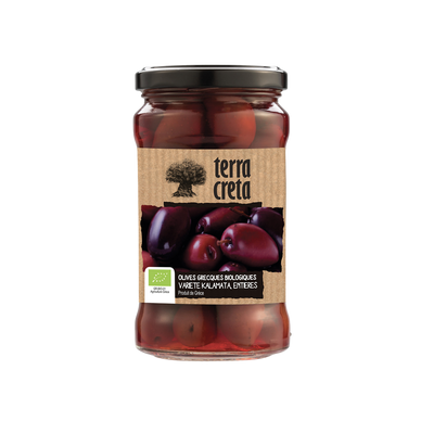 Olives variétés kalamata entières sélection bio TERRA CRETA 160g