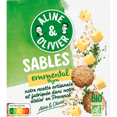 Sablés apéritifs emmental & thym bio Aline & Olivier, 80g