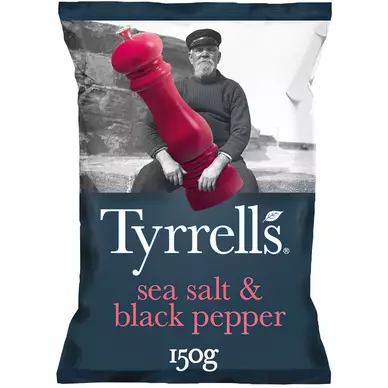 Chips sel de mer & poivre noir TYRELL'S, paquet de 150g