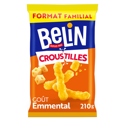 Biscuits apéritifs Croustilles emmental format party BELIN - Sachet de210g