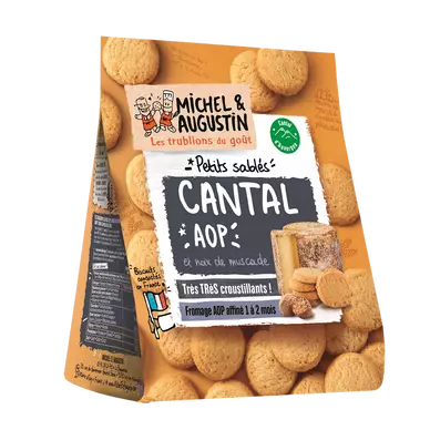Sablés salés Cantal AOP et pointe de noix muscad, MICHEL ET AUGUSTIN,paquet de 100g