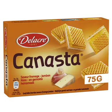 Biscuits apéritif Canasta au fromage saveur jambon fumé DELACRE, 75g