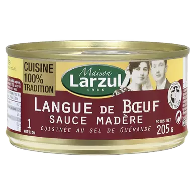 Langue de boeuf sauce madère LARZUL, Boîte de 205g