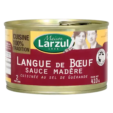 Langue de boeuf sauce madère MAISON LARZUL, boîte de 410g