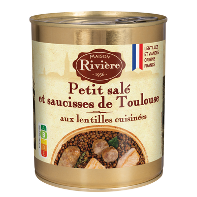 Petit salé aux lentilles cuisininées RIVIERE boite 4/4 840g