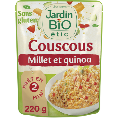 Couscous légumes millet et quinoa sans gluten JARDIN BIO, sachet repasde 220g