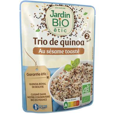 Trio de quinoa au sésame sans gluten JARDIN BIO, doy pack 220g