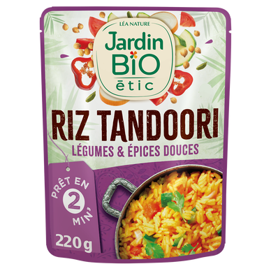 Riz tandoori légumes et épices douces bio JARDIN BIO, doy-pack 220g