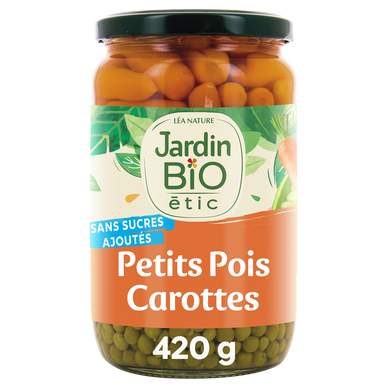 Petits pois très fins et carottes à l'étuvée JARDIN BIO - Bocal 420g
