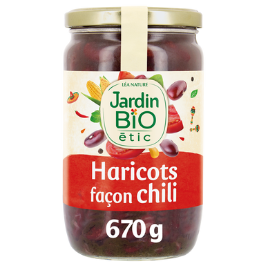 Haricots rouges cuisinés façon chili JARDIN BIO, bocal 670g
