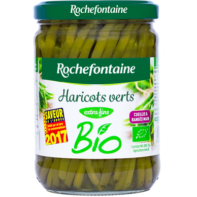 Haricots verts extra fins BIO ROCHEFONTAINE bocal 530g
