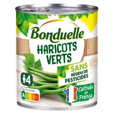 Haricots verts extra-fins Sans résidu de pesticides BONDUELLE - Boîtede 440g net égoutté