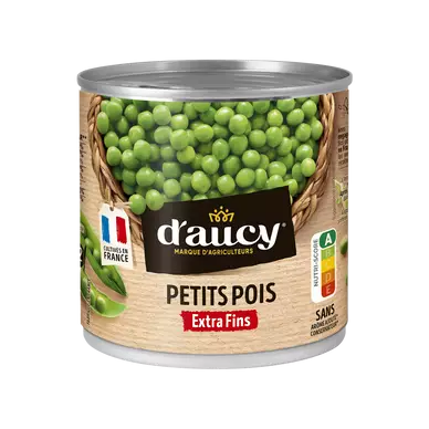 Petits pois extra-fins D'AUCY - Boîte de 280g net égoutté