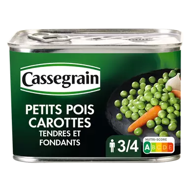Petits pois et carottes CASSEGRAIN - Boîte 465g net égoutté