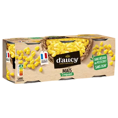 Maïs croquant sans résidu de pesticides D'AUCY - 3 boîtes de 140g
